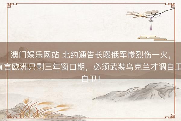 澳门娱乐网站 北约通告长曝俄军惨烈伤一火，直言欧洲只剩三年窗口期，必须武装乌克兰才调自卫！