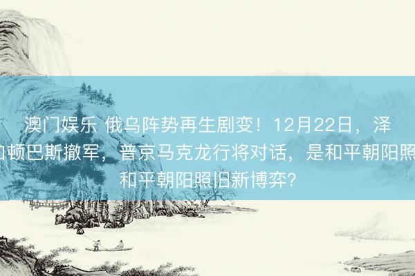澳门娱乐 俄乌阵势再生剧变!12月22日,泽连斯基松口顿巴斯撤军,普京马克龙行将对话,是和平朝阳照旧新博弈?