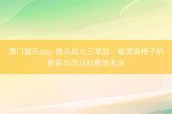 澳门娱乐app 俄乌战火三年后：能源命根子的断裂与改日的悬而未决