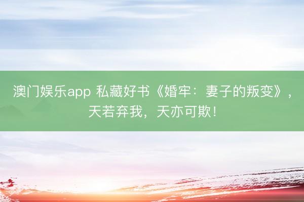 澳门娱乐app 私藏好书《婚牢:妻子的叛变》,天若弃我,天亦可欺!