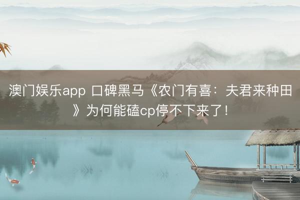 澳门娱乐app 口碑黑马《农门有喜：夫君来种田》为何能磕cp停不下来了！
