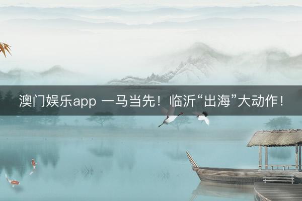 澳门娱乐app 一马当先!临沂“出海”大动作!