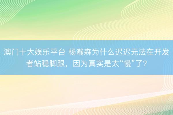 澳门十大娱乐平台 杨瀚森为什么迟迟无法在开发者站稳脚跟，因为真实是太“慢”了？