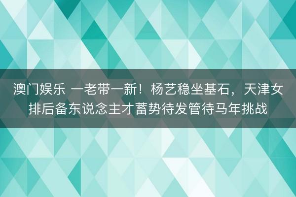 澳门娱乐 一老带一新！杨艺稳坐基石，天津女排后备东说念主才蓄势待发管待马年挑战