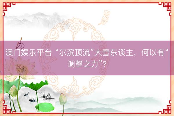 澳门娱乐平台 “尔滨顶流”大雪东谈主，何以有“调整之力”？