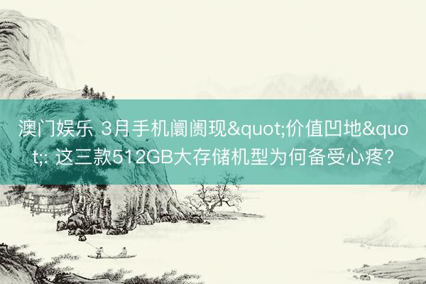澳门娱乐 3月手机阛阓现"价值凹地": 这三款512GB大存储机型为何备受心疼?