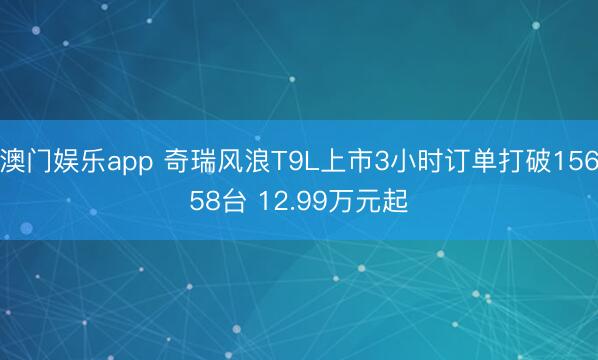 澳门娱乐app 奇瑞风浪T9L上市3小时订单打破15658台 12.99万元起