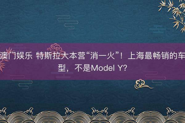 澳门娱乐 特斯拉大本营“消一火”！上海最畅销的车型，不是Model Y？