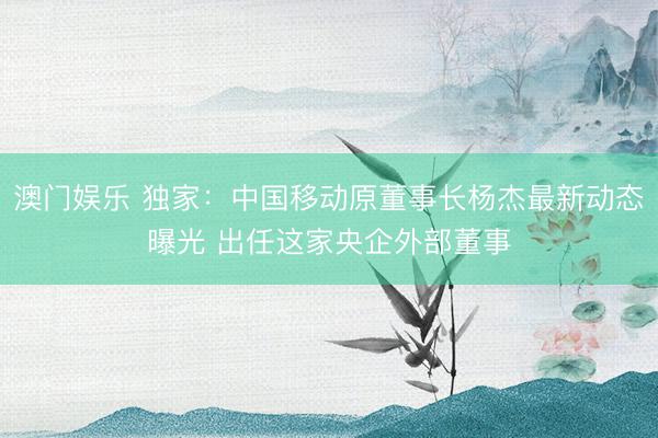 澳门娱乐 独家：中国移动原董事长杨杰最新动态曝光 出任这家央企外部董事